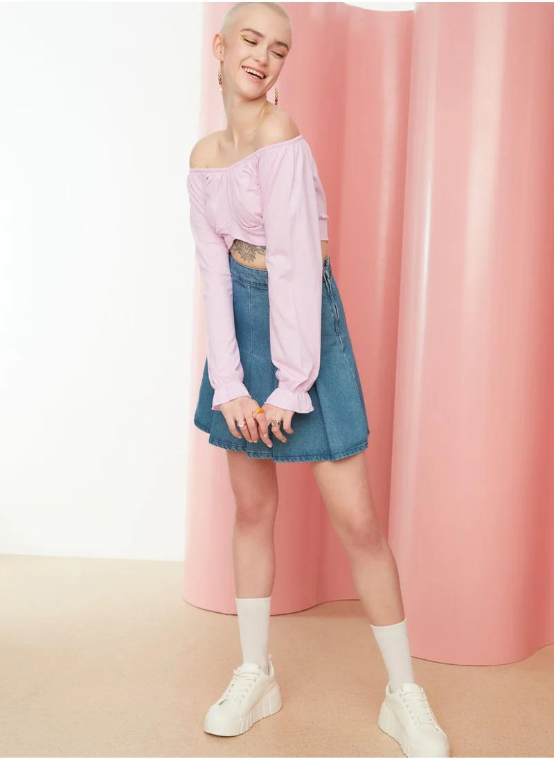trendyol Bardot Wrap Crop Top