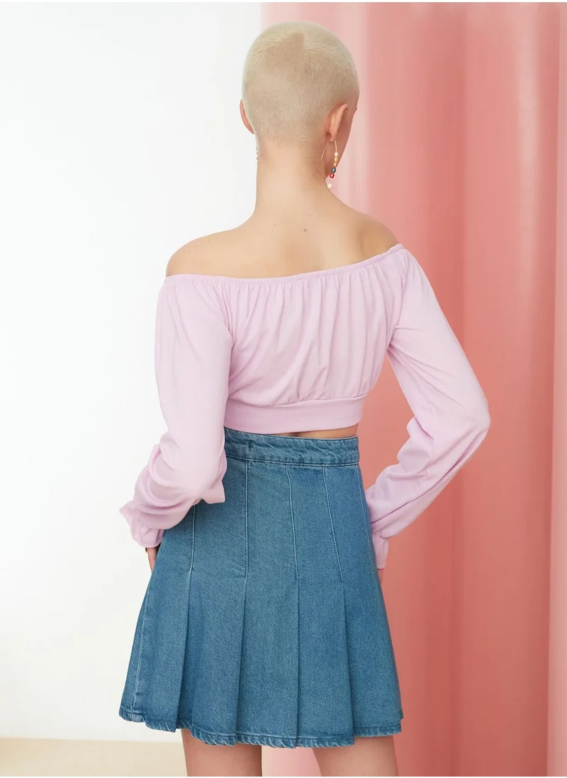 trendyol Bardot Wrap Crop Top