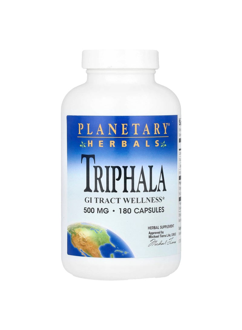 PLANETARY HERBALS Triphala, 180 Capsules (500 mg per Capsule)
