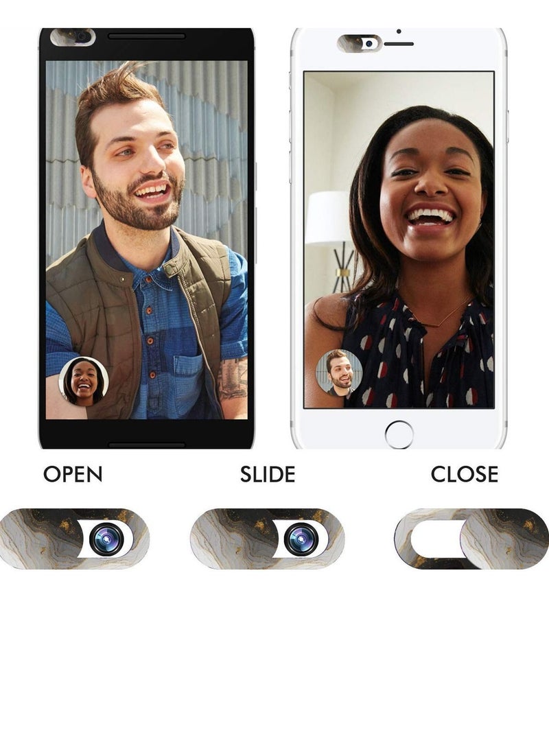 Y&D Camera Lens Privacy Cover, Webcam Cover Slider Color Marble Style Protection Sticker Video Front Mini Switch Mobile Phone Tablet Universal (6 Pieces)  - Image 3