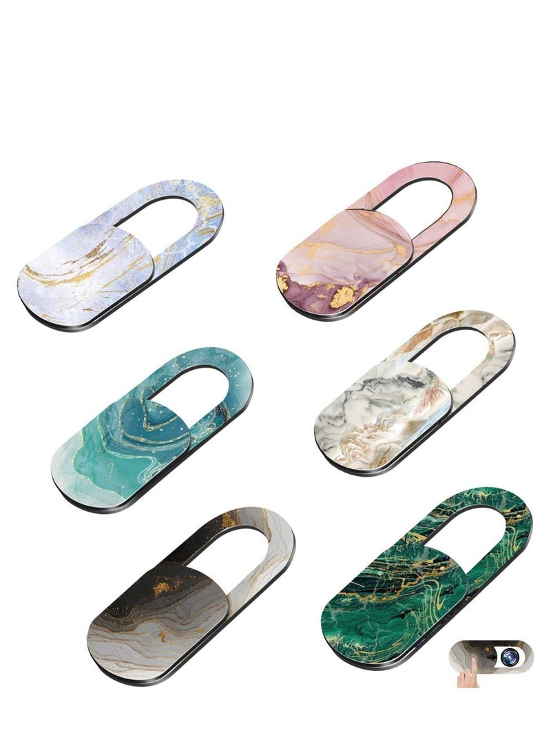 Y&D Camera Lens Privacy Cover, Webcam Cover Slider Color Marble Style Protection Sticker Video Front Mini Switch Mobile Phone Tablet Universal (6 Pieces)  - Image 1