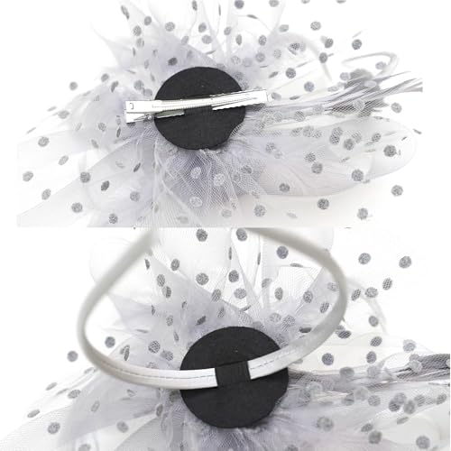 KICOFIT Fascinators Hats 20s 50s Hat Pillbox Hat Cocktail Tea Party Headwear with Veil for Girls and Women (US, Alpha, One Size, A-Grey) - Image 4