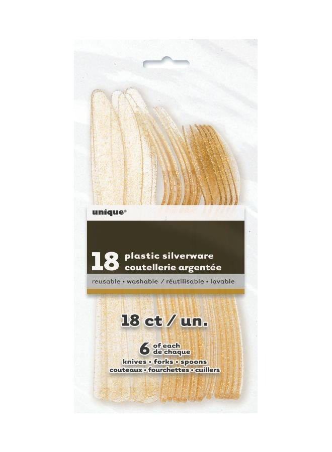 Unique 18 Asst Cutlery Gold Glitter - Image 2