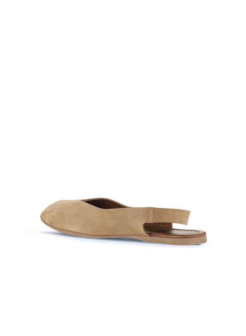 BUENO Women's Camel Beige Suede Slingback Sandals – Handmade Peep-Toe Flat Summer Shoes with Flexible Sole for Casual and Everyday Comfort - Image 4