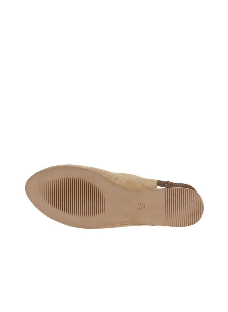 BUENO Women's Camel Beige Suede Slingback Sandals – Handmade Peep-Toe Flat Summer Shoes with Flexible Sole for Casual and Everyday Comfort - Image 5