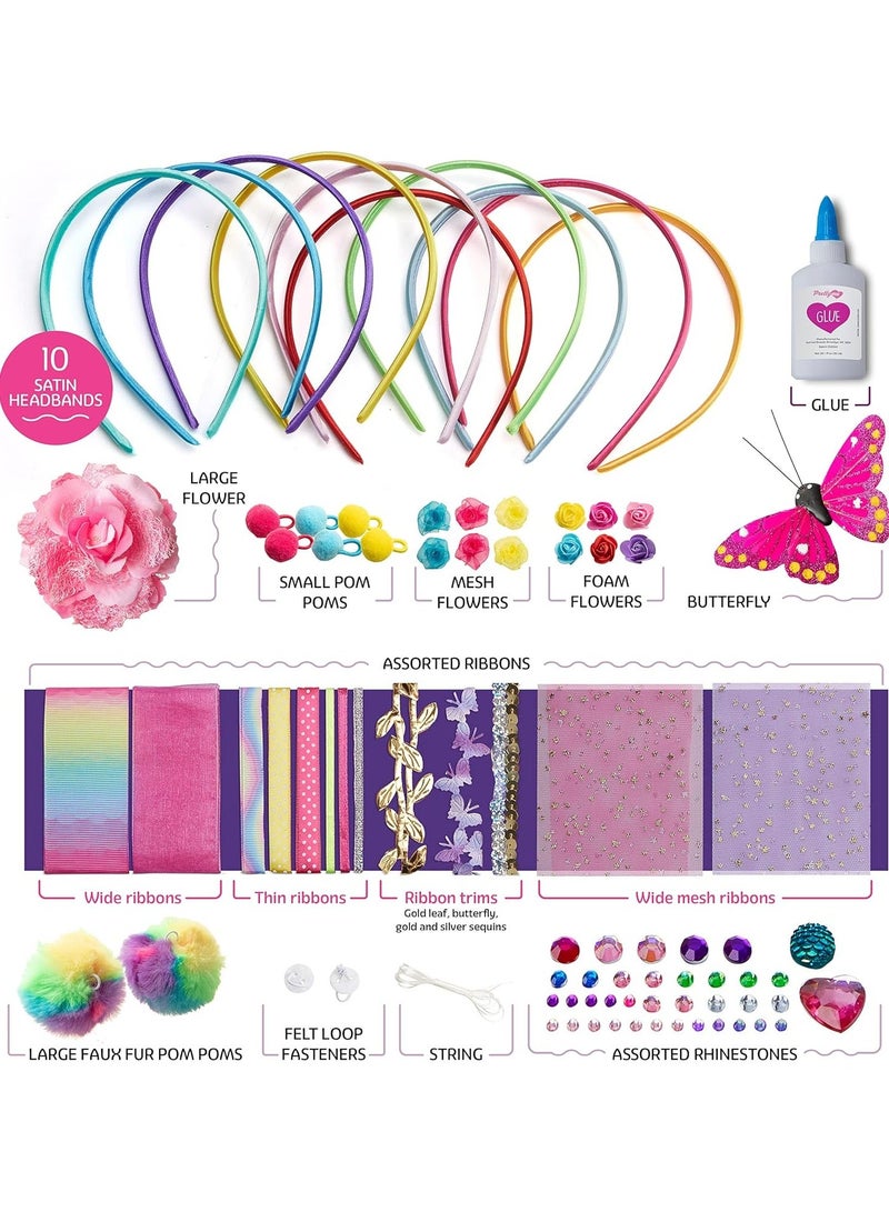 Headband Making Kit for Girls,Make Your Own Fashion Headbands Girls Hair Accessories Arts and Crafts for Kids Ages 3-12 Birthday Presents DIY Toys - Image 5