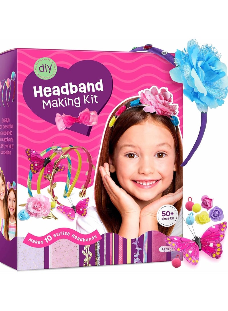 Headband Making Kit for Girls,Make Your Own Fashion Headbands Girls Hair Accessories Arts and Crafts for Kids Ages 3-12 Birthday Presents DIY Toys - Image 1