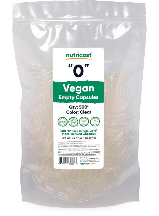 Nutricost Empty Capsules Size 0 Vegan - 500 Clear Empty Plant-Based Capsules - Kosher Certified, Halal Certified, Non-GMO, Soy Free, Gluten Free, Vegetarian - Image 1