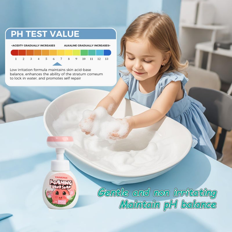 VANERIA Kids Foaming Hand Soap,Flower Stamp,Moisturizing and Gentle Hand Soap for Baby,Kids and Adults with Sensitive Skin 250ml/8.45 Fl Oz - Image 5