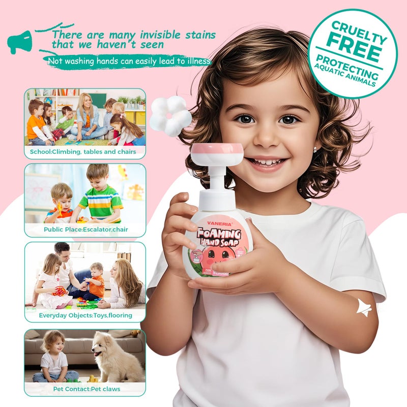 VANERIA Kids Foaming Hand Soap,Flower Stamp,Moisturizing and Gentle Hand Soap for Baby,Kids and Adults with Sensitive Skin 250ml/8.45 Fl Oz - Image 3