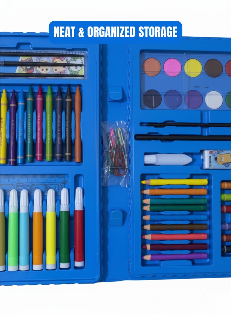 68PCS Kids Art & Craft Set Coloring Kit with Crayons, Markers, Watercolors in Portable Case - Image 5
