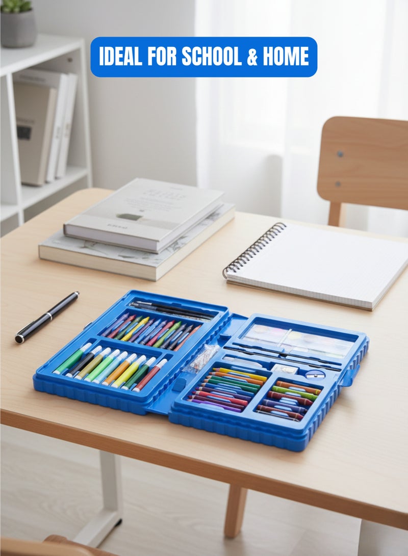 68PCS Kids Art & Craft Set Coloring Kit with Crayons, Markers, Watercolors in Portable Case - Image 4