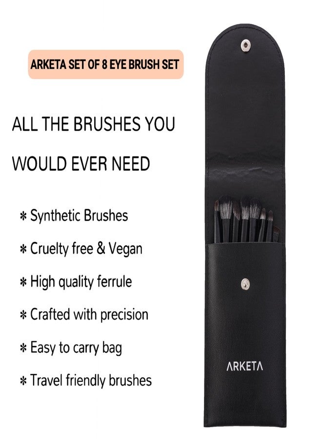 Arketa Cosmetics Eye Makeup Brush Set, 8 Pcs, Black - Image 3