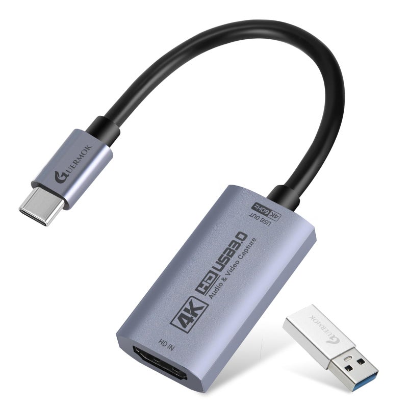 Guermok HDMI Capture Card 4K@60FPS, 1080P@240FPS USB 3.0 HDMI to USB A/C Video Capture Card for Streaming, Works with iPad, Switch 2/1, PS5/4, Xbox, Quest 3, Mac OS, Windows, Zoom, OBS, Camera - Image 1