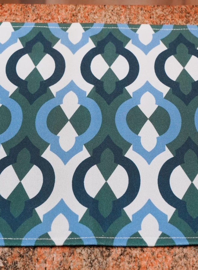 Zeba World Poly Canvas Geometric Print Blue 4 Seater / 6 Seater Table Runner Cloth, Table Runner for Living Room, Dining Table Runner- 30 cms x 210 cms; 12 inches x 84 inches. - Image 3