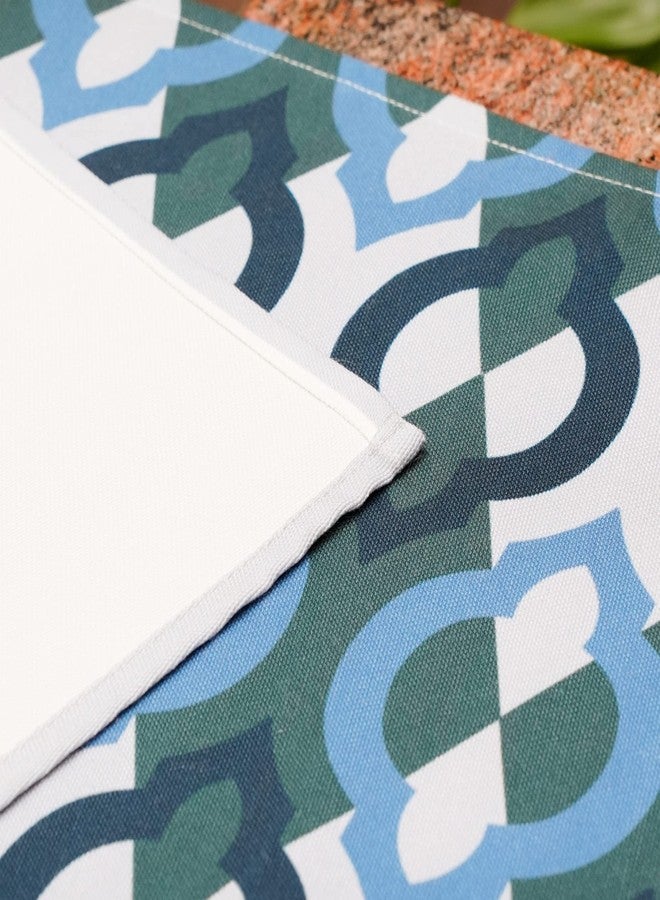 Zeba World Poly Canvas Geometric Print Blue 4 Seater / 6 Seater Table Runner Cloth, Table Runner for Living Room, Dining Table Runner- 30 cms x 210 cms; 12 inches x 84 inches. - Image 5