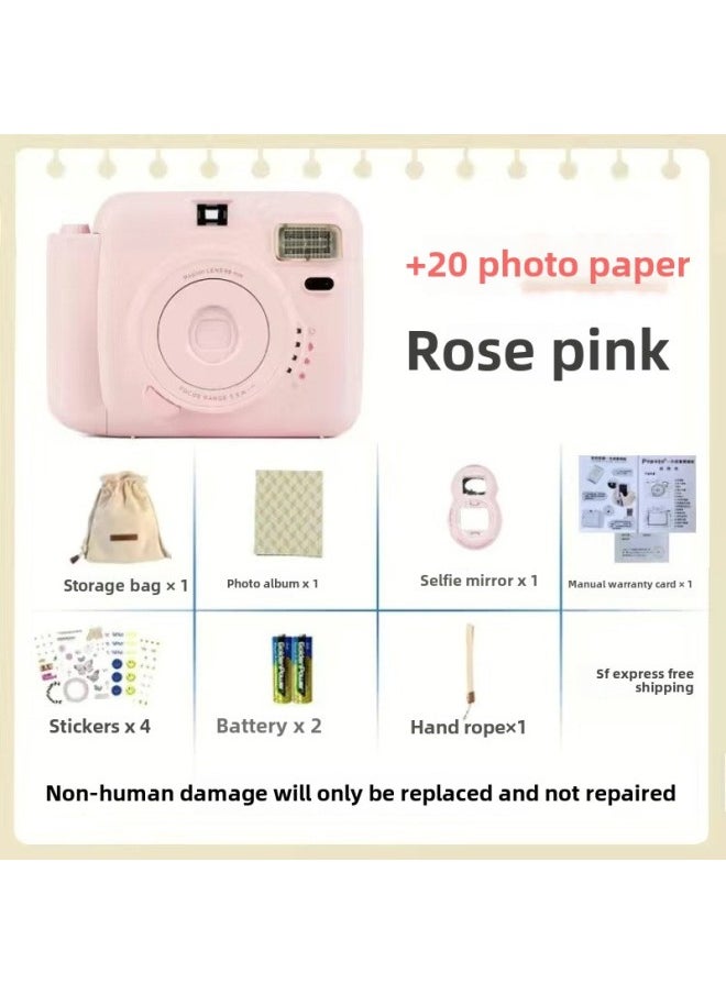 Generic Smart Photo Small Cute Ccd Camera Mini Retro Student Instant Cheap Film-Body Color:Rose Pink-package 1  - Image 1