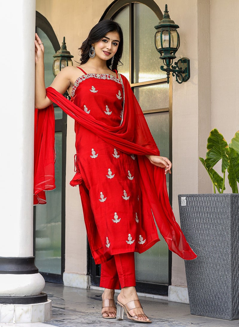 Swadesh Souq Silk Kurta Pant Set with Dupatta - Image 1