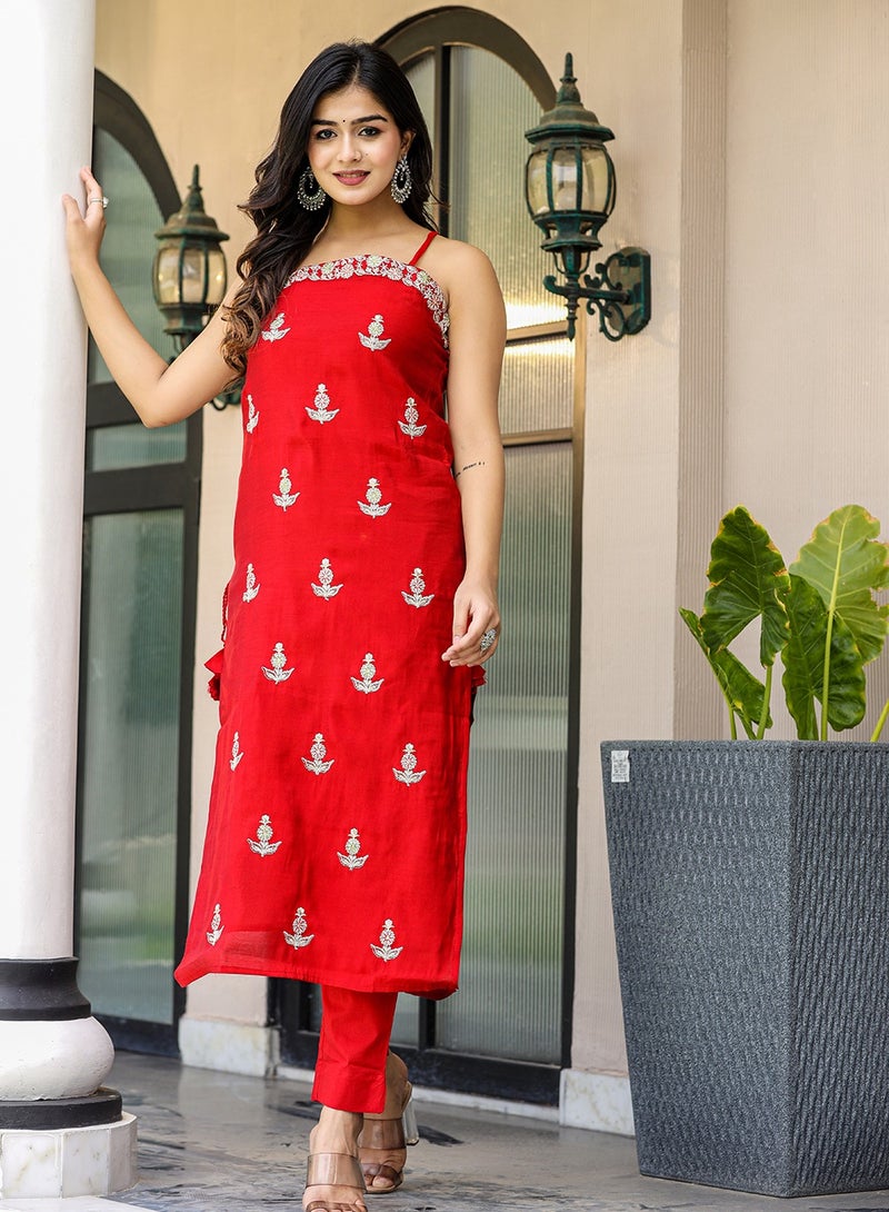 Swadesh Souq Silk Kurta Pant Set with Dupatta - Image 3