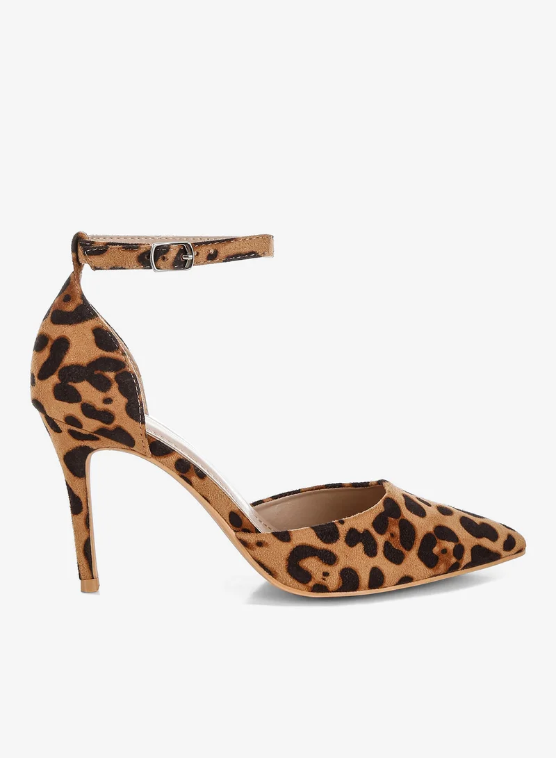 Microfiber Stiletto Sandals in Leopard