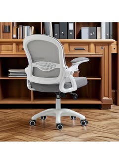 AGD Ergonomic Adjustable Height Office Chair, for Computer Workstation and Home Office, Lumbar Support and Breathable Mesh Backrest, with Armrests / White and Grey  - Image 3