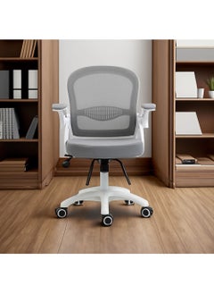 AGD Ergonomic Adjustable Height Office Chair, for Computer Workstation and Home Office, Lumbar Support and Breathable Mesh Backrest, with Armrests / White and Grey  - Image 4