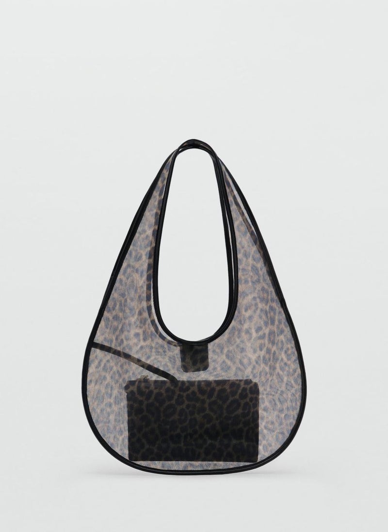 MANGO Semi-Sheer Leopard Handbag  - Image 1