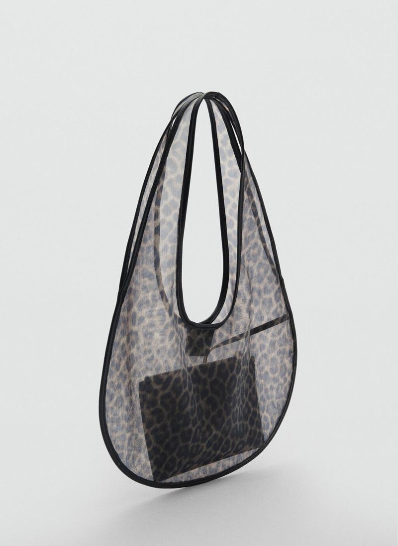 MANGO Semi-Sheer Leopard Handbag  - Image 2