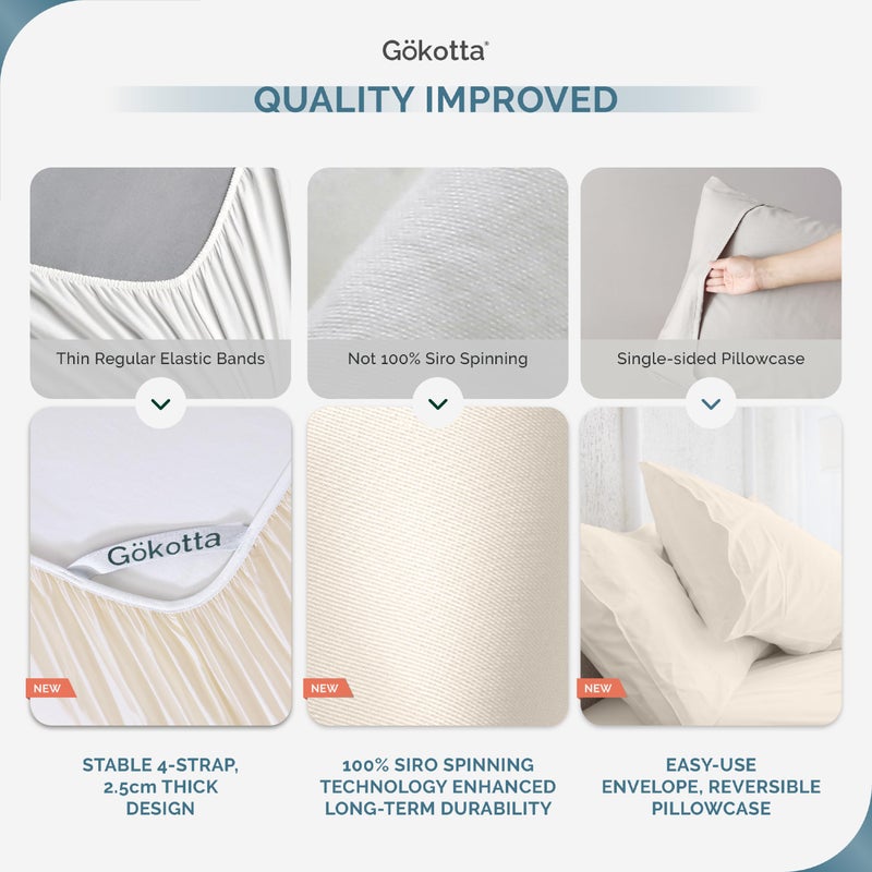 GOKOTTA Split King Bed Sheets 5 Piece Set  Ultra Soft Sheets  Cooling for Hot Sleepers - Hotel Luxury Silky Breathable Sheets  Deep Pocket Up to 16"" - 100% Rayon Derived from Bamboo (Light Beige) - Image 5