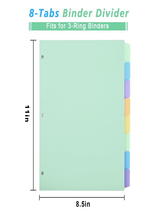 XRUNMIX 8-Tab Binder-Dividers with Tabs, Write & Erase Divider Tabs for 3 Ring Binders with 3 Holes 8 Pastel Colors, 16pcs, (8 Tabs-2 Pack) - Image 2
