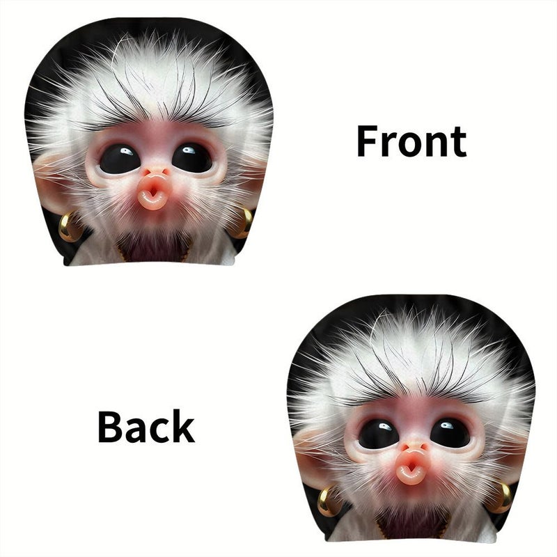 2 Pcs Cartoon Cute Printed Car Headrest Covers Elastic Universal Fit Interior Decoration - Image 4