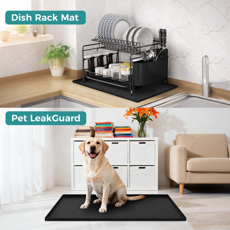 URMONA 34" x 22" Waterproof Silicone Mat in Multiple Sizes & Colors, Under Sink Mat for Kitchen & Bathroom, Pet Food Pad for Dogs & Cats, Kitchen Cabinet Liner, Multi-Purpose for Storage(Light Grey) - Image 5