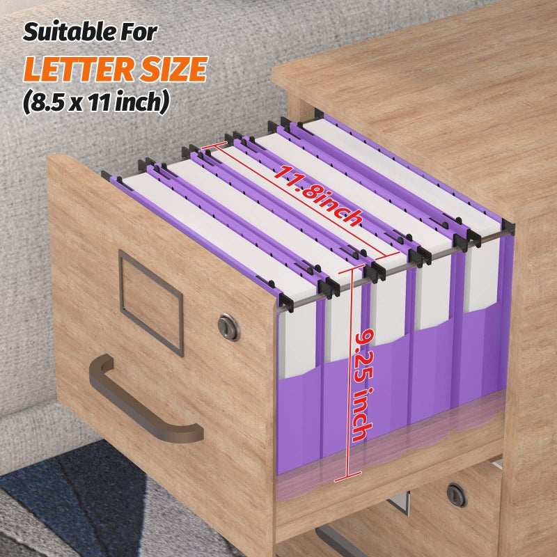 Shutex Extra Capacity Plastic Hanging File Folders,12 Pack Reinforced Expanding Hang Folder Letter Size,Accordian Pocket,Heavy Duty 2 Inch Expansion,Hanging Folder Organizer for Office Home,Purple - Image 3