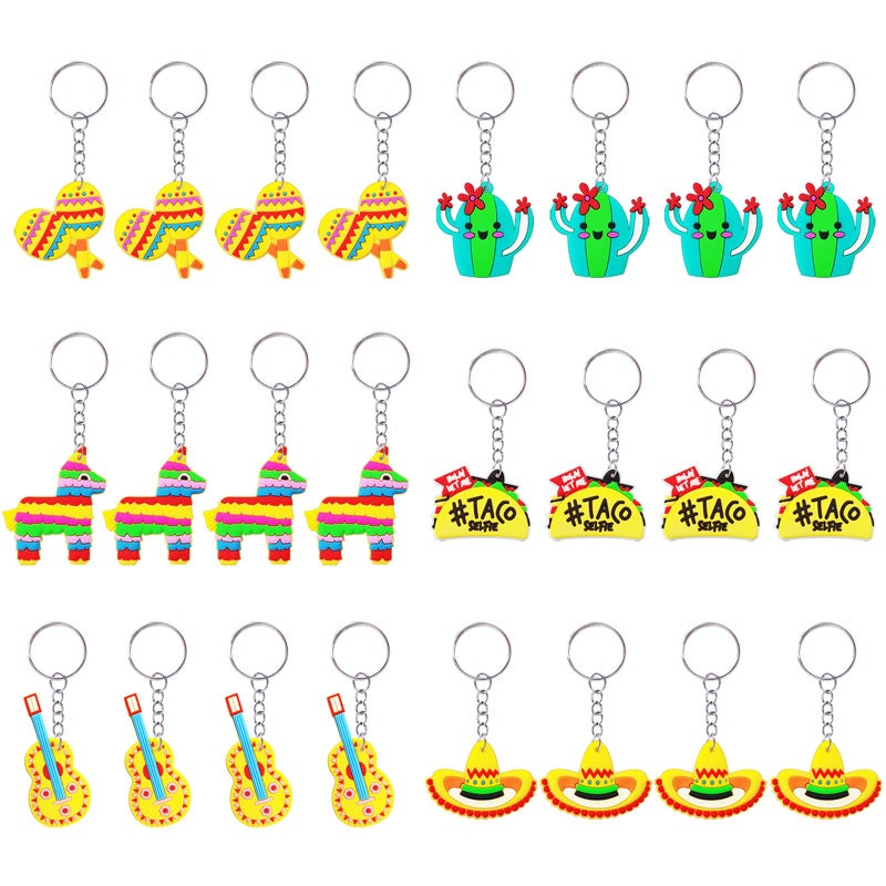 CiciBear 24 Pack Mexican Party Return Favors with Pinata Hat Cactus Taco Guitar and Maraca Keychains for Mexican Fiesta PartyCinco De Mayo PartyMexican Birthday PartyFiesta Bachelorette Party - Image 2