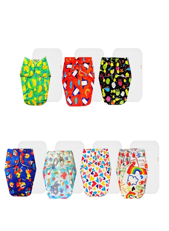 حفاضات دمبلدو القماشية الممتازة مع حشوة قطنية (عبوة من 7) | ناعمة ولطيفة | قابلة لإعادة الاستخدام والغسل | سريعة الجفاف | مصممة من قبل الأمهات | من 3 أشهر إلى 3 سنوات | للجنسين - Image 1