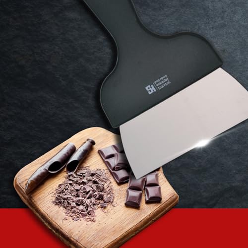 HS WORLD OF HORECA ESSENTIALS HS 5.75 Inch Professional Chocolate Scraper with Medium Handle | Japanese Grade | Stainless Steel for Home and Commercial Use | Black | SUS420J2 - Image 4