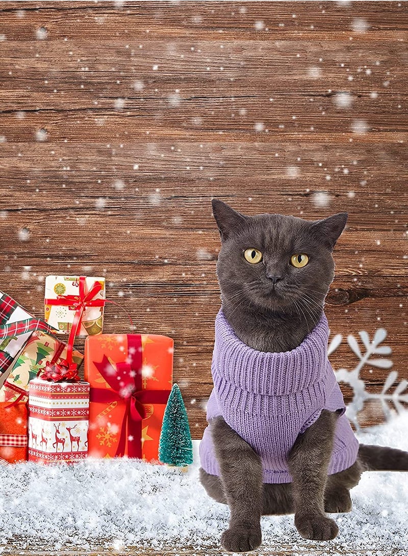 Excefore Cats Knitted Sweaters Turtleneck Knitted Sleeveless Cat Clothes Warm Winter Kitten Clothes Outfits for Cats or Small Dogs in Cold Season Purple M - Image 5
