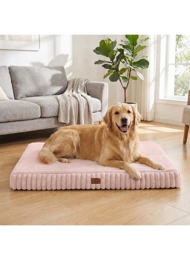 DOPEDIO Orthopedic Dog Bed for Large Dog, Waterproof Pet Bed,Non-Slip Bottom and Egg-Crate Foam with Removable Washable Cover Crate Bed,Pink,36"x27"x3" - Image 1