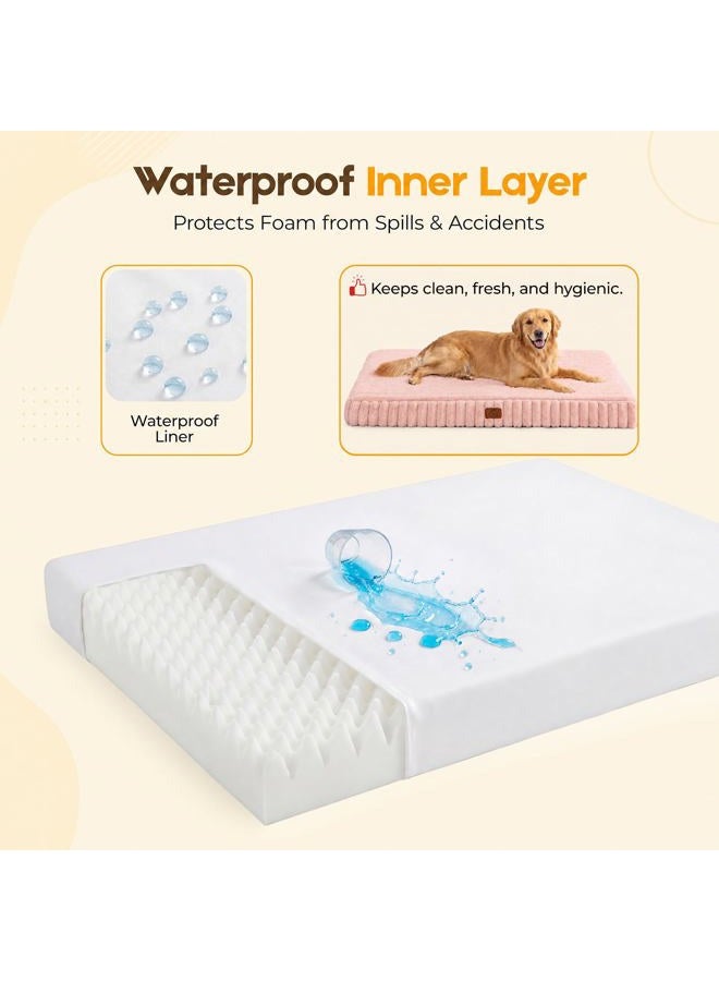 DOPEDIO Orthopedic Dog Bed for Large Dog, Waterproof Pet Bed,Non-Slip Bottom and Egg-Crate Foam with Removable Washable Cover Crate Bed,Pink,36"x27"x3" - Image 5