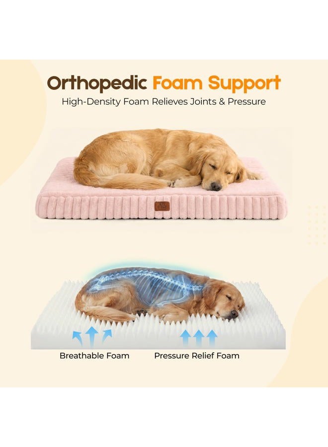 DOPEDIO Orthopedic Dog Bed for Large Dog, Waterproof Pet Bed,Non-Slip Bottom and Egg-Crate Foam with Removable Washable Cover Crate Bed,Pink,36"x27"x3" - Image 4