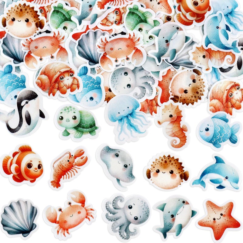 Ercadio 48 Pcs Edible Ocean Animal Cupcake Toppers Under the Sea Turtles Octopus Cupcake Drink Topper Picks Seahorse Coral Cake Decorations for Under the Sea Theme Baby Shower Birthday Party Supplies - Image 3