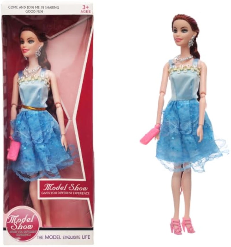 3 اي دمية بلاستيكية أنيقة جميلة بشعر أشقر طويل وفستان لطيف منفوش لمزيد من الترفيه للفتيات - متعددة الألوان