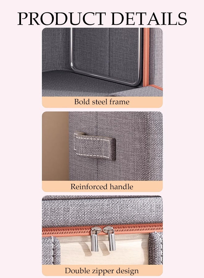DUNISO 2 Pcs Large Storage Boxes，Clothes Storage Bins with Metal Frame，Foldable Stackable Clothing Storage Bins with 2 Clear Window & Carry Handles & Double Door，for Clothes,pants,Bedding, Blankets, Books,50*40*33cm - Image 3