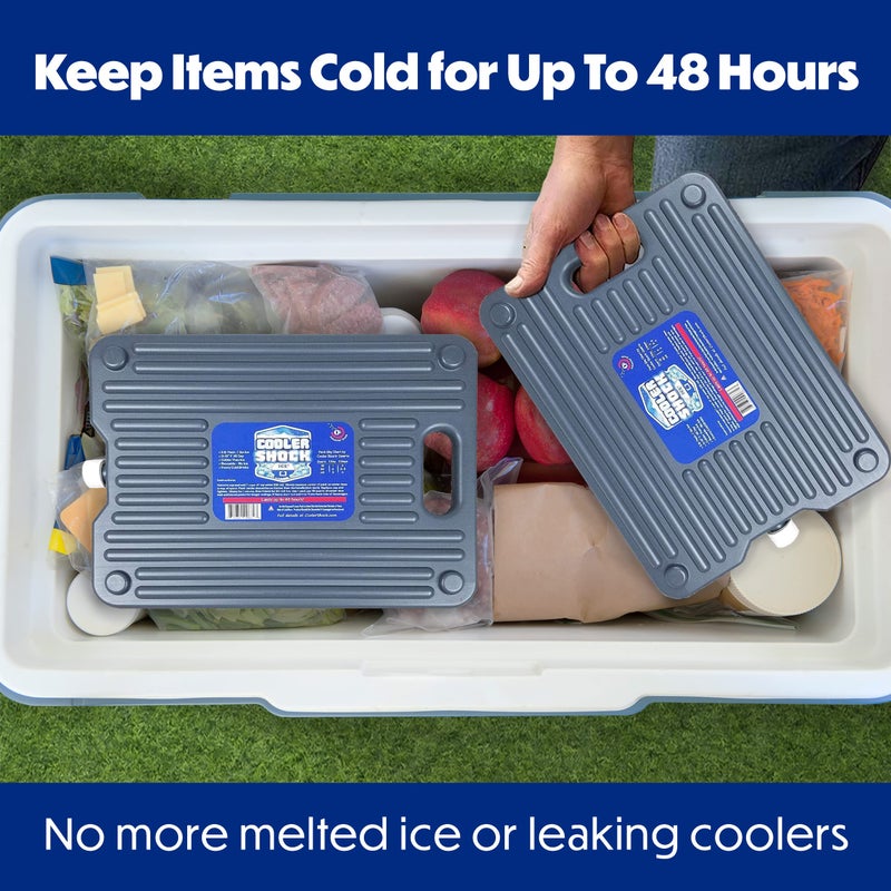 Cooler Shock Ice Packs for Cooler, Reusable, Long Lasting, Cold Freezer Packs for Coolers, Lunch Bags & Totes to Keep Food Fresh, Gray, 3 Pack - Image 3