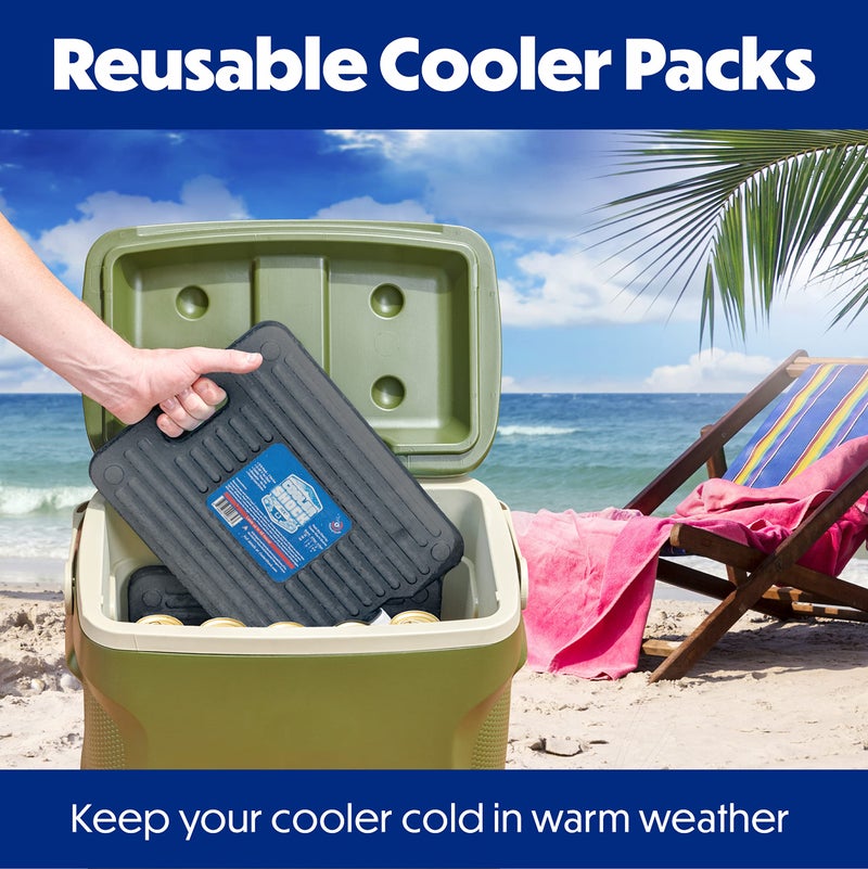 Cooler Shock Ice Packs for Cooler, Reusable, Long Lasting, Cold Freezer Packs for Coolers, Lunch Bags & Totes to Keep Food Fresh, Gray, 3 Pack - Image 5