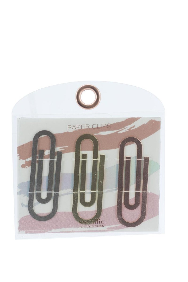 روكو مجموعة مشابك ورق معدنية مكونة من 3 قطع باللون الفضي/الذهبي/الوردي الذهبي