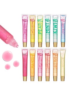 Expressions EXPRESSIONS 12pc Clear Lip Gloss Pack  Lip Oils with Vitamin E and Essential Oils Flavored Lip Gloss Clear Tubes Hydrating Lip Glow Oil Tinted Lip Oil Lip Moisturizer 
