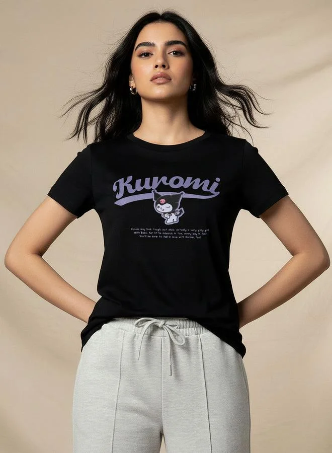 اس بي كاركترز Cotton T shirt with Kuromi Print