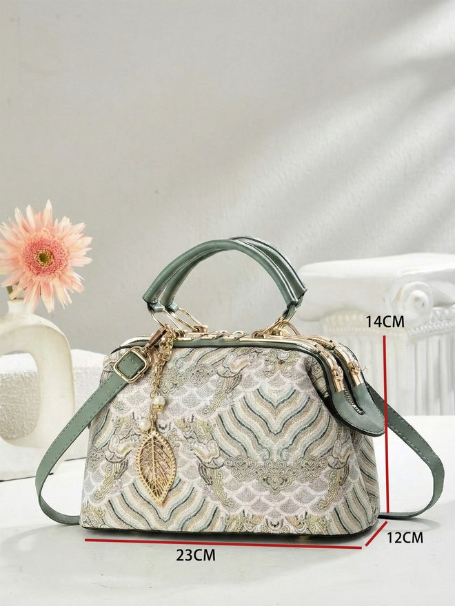 Take Two All Over Print Dual Handle Zip Closure Handbag with Adjustable Strap - Image 2