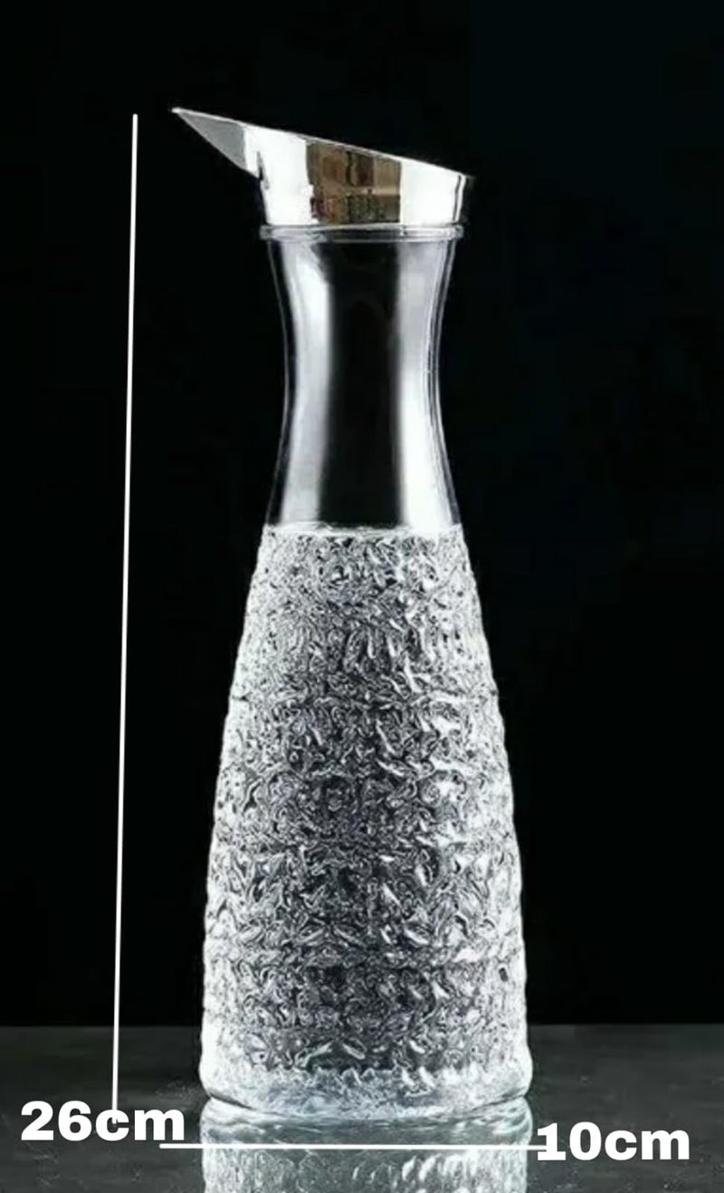 Shoppers Hub PNQ 1.1L PC Transparent Decanter Juice Water Bottle with Silver Cap and Self Embossed Design Pattern for Ideal Gifting and Heavy Duty Use in Homes, Hotels, Cafes and Commercial Places  - Image 2